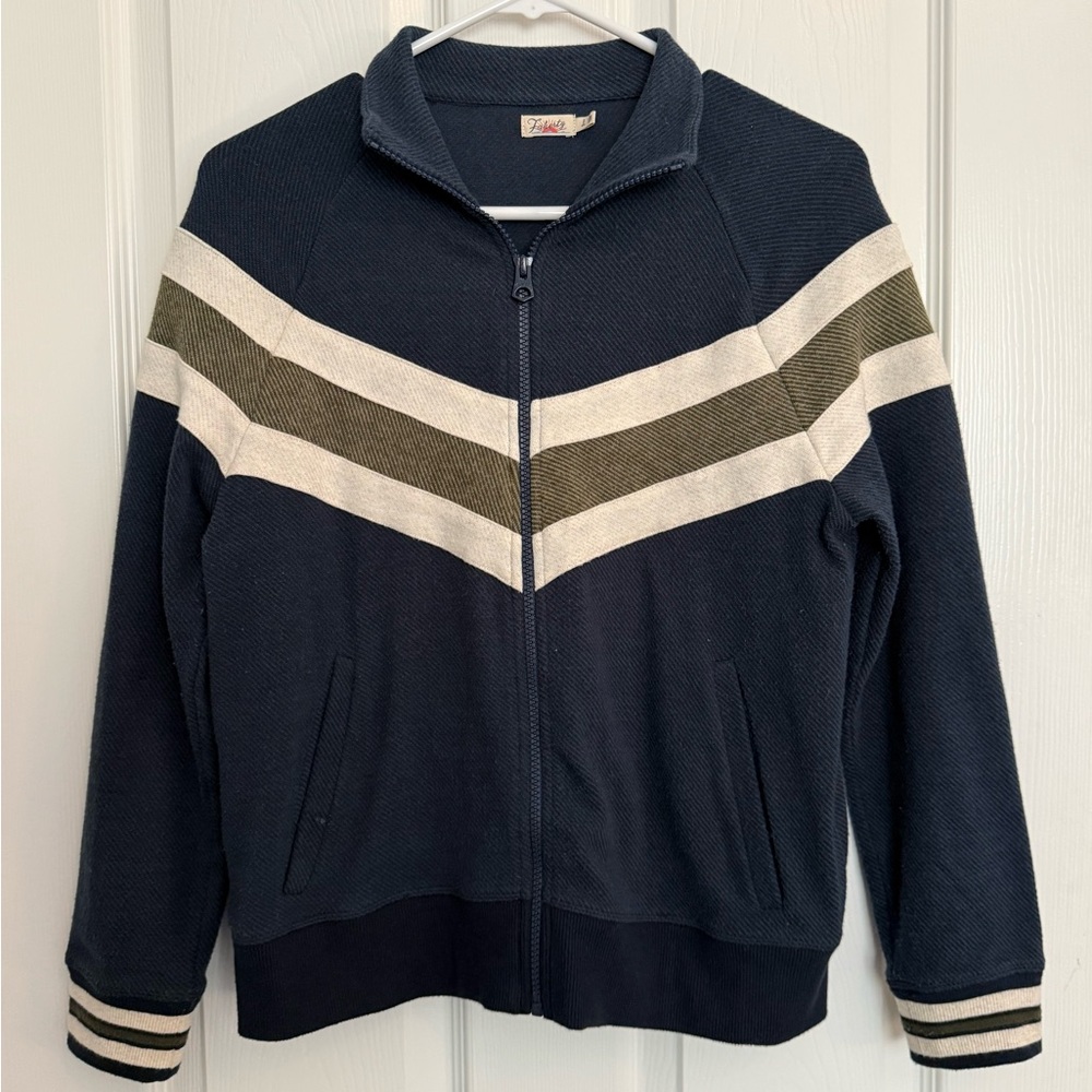 This is a Faherty Legend Lounge Track Jacket in Navy - Size Small